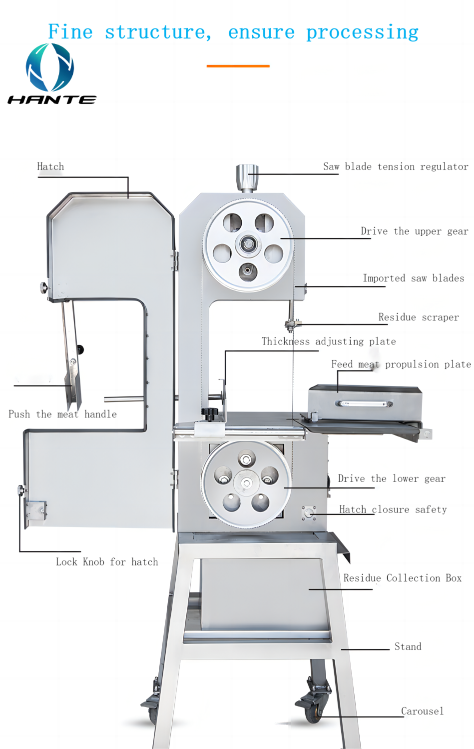 310 Aluminum Magnesium Alloy Bone Saw Machine Frozen Chicken/Fish/Meat Desktop Commercial Electric Band Food Bone Saw Machine for Butchers